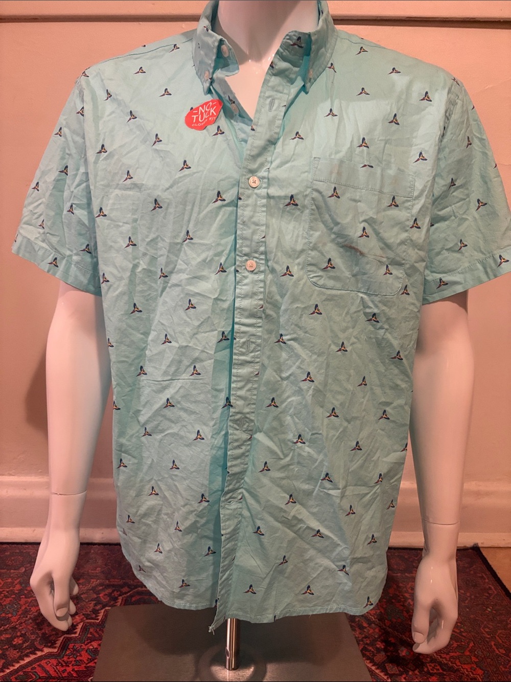 St. John's Bay Light Teal Short-Sleeve Button-Down Shirt